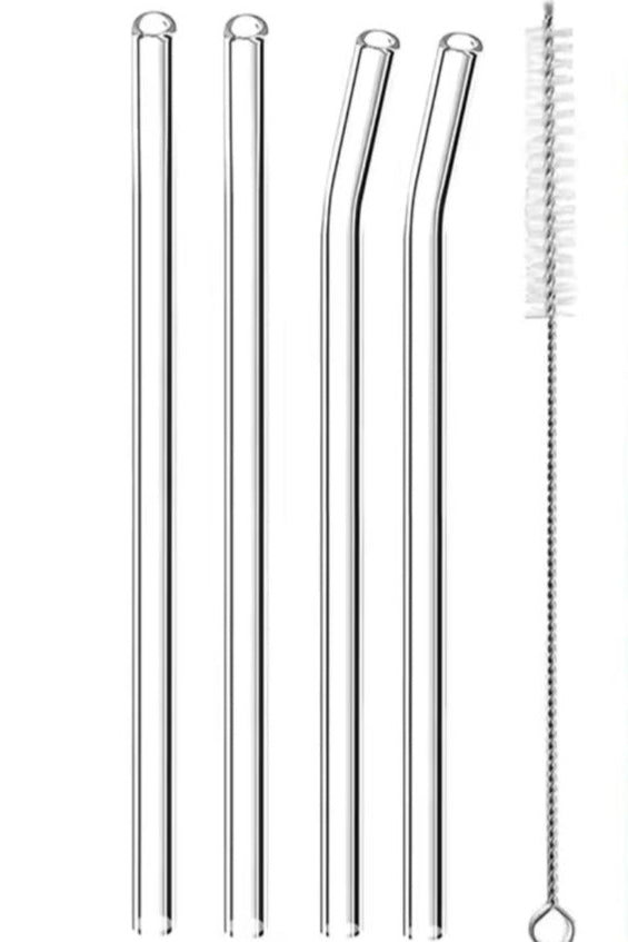 Eco-Friendly Clear Glass Straws - 4 per Pack