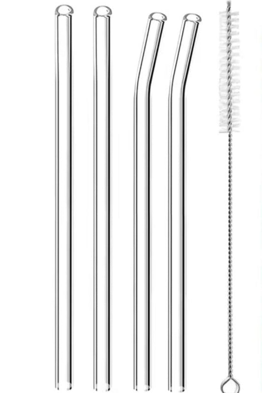 Eco-Friendly Clear Glass Straws - 4 per Pack